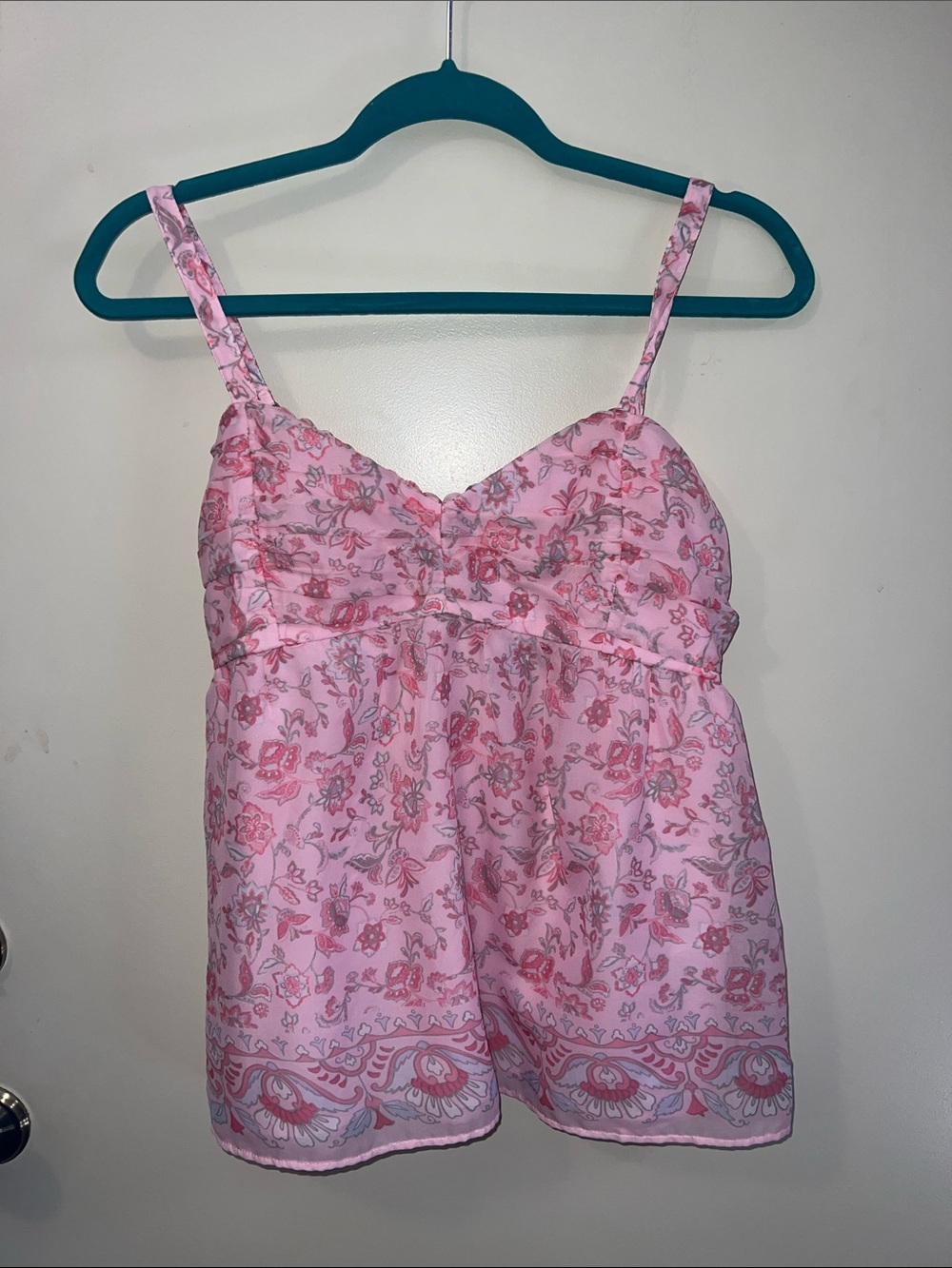 Hollister Pink Floral Babydoll Camisole Top